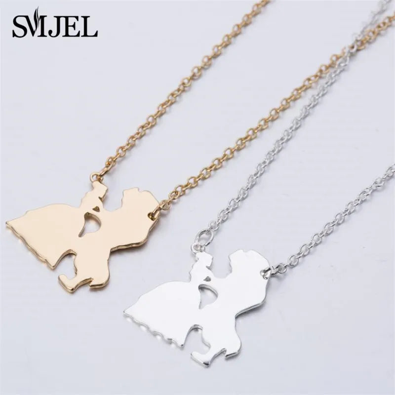 2025 New Movie Jewelry Beauty and the Beast Necklace for Women Prince Princess Pendant Necklaces Lover Accessories Gifts