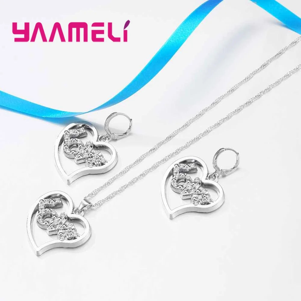 Trendy Jewelry Accessory Real 925 Sterling Silver Pendants Necklaces /Earrings Engagement Women Jewelry Sets