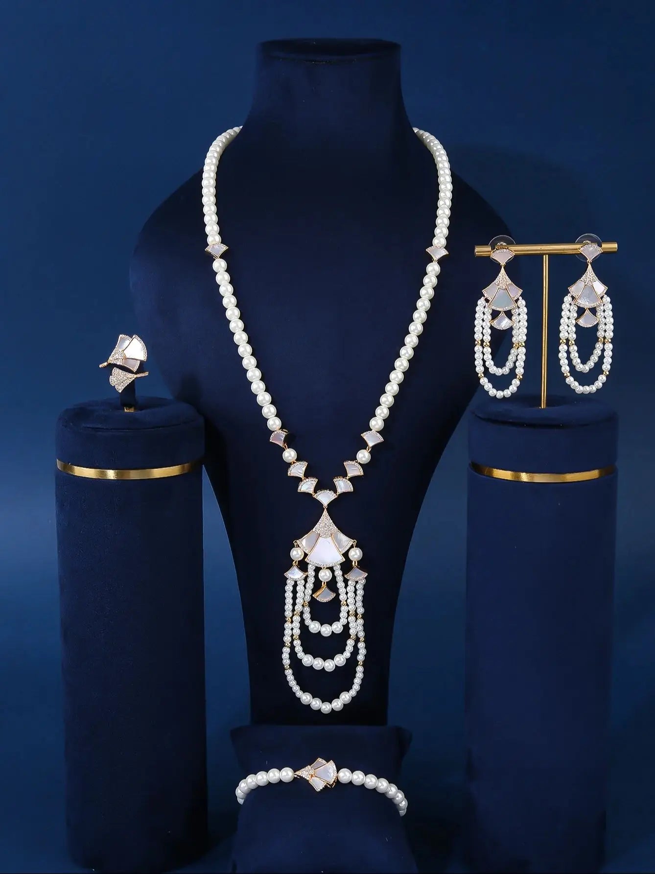 APRILANDYU Exquisite Pearl Jewelry Set for Women