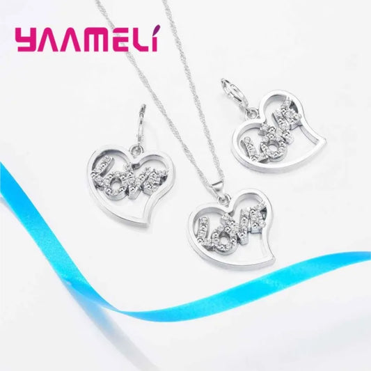 Trendy Jewelry Accessory Real 925 Sterling Silver Pendants Necklaces /Earrings Engagement Women Jewelry Sets