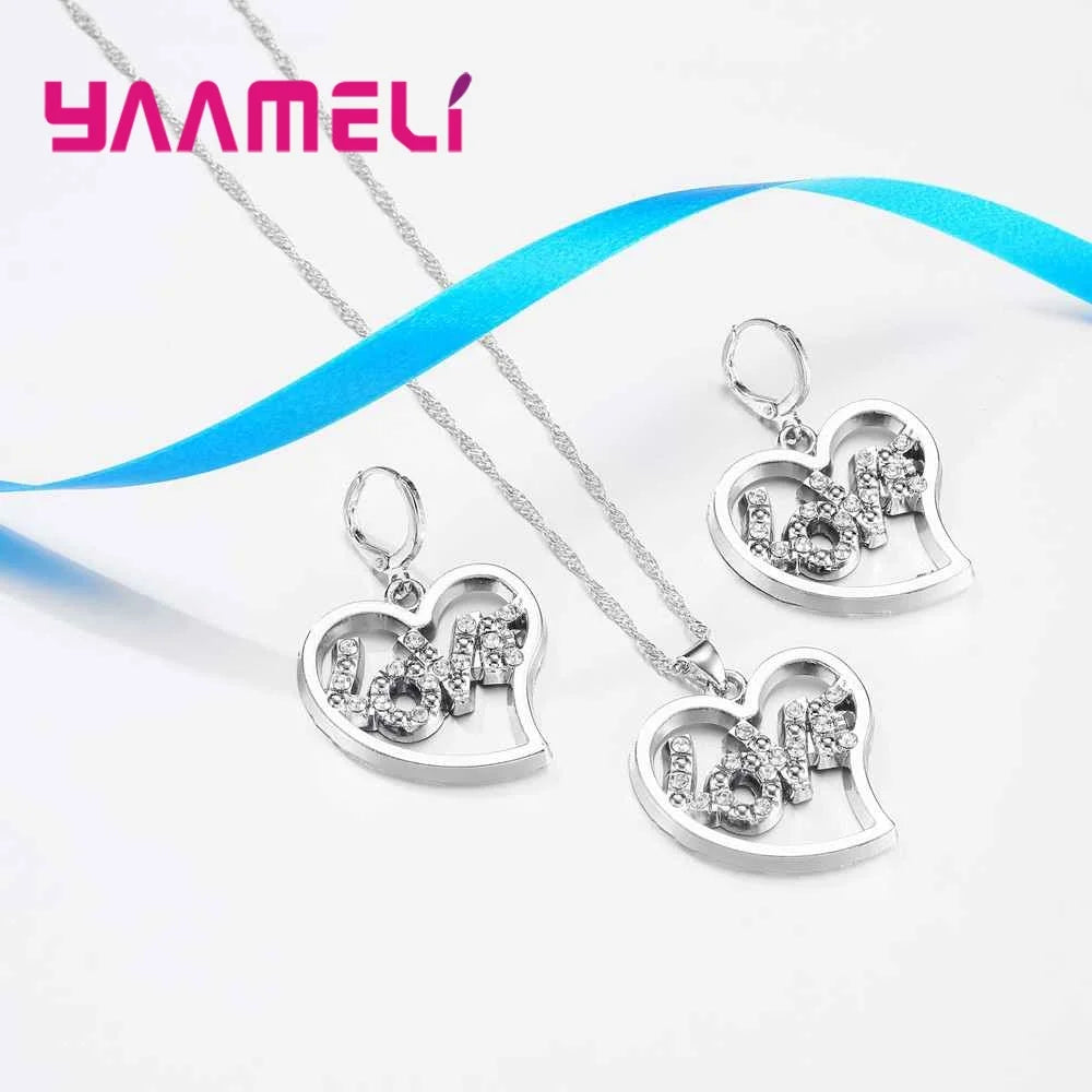 Trendy Jewelry Accessory Real 925 Sterling Silver Pendants Necklaces /Earrings Engagement Women Jewelry Sets